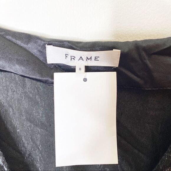 Frame Black Metallic Velvet Cocktail Dress Size 8 - Picture 4 of 8